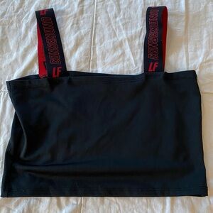 LF The Brand Tank Top Women’s S Black Red Crop Sporty Logo Athleisure Athletic